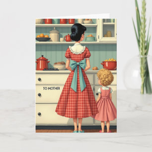 Cartão de Dia das Mães Família Retro