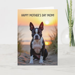 Cartão de Dia das Mães Faux Foil Sunset Dog Mom