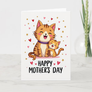 Cartão de Dia das Mães Felino Nítido