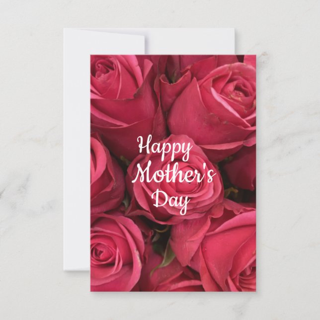 Cartão de Dia das Mães Feliz com Floral Rosa (Frente)