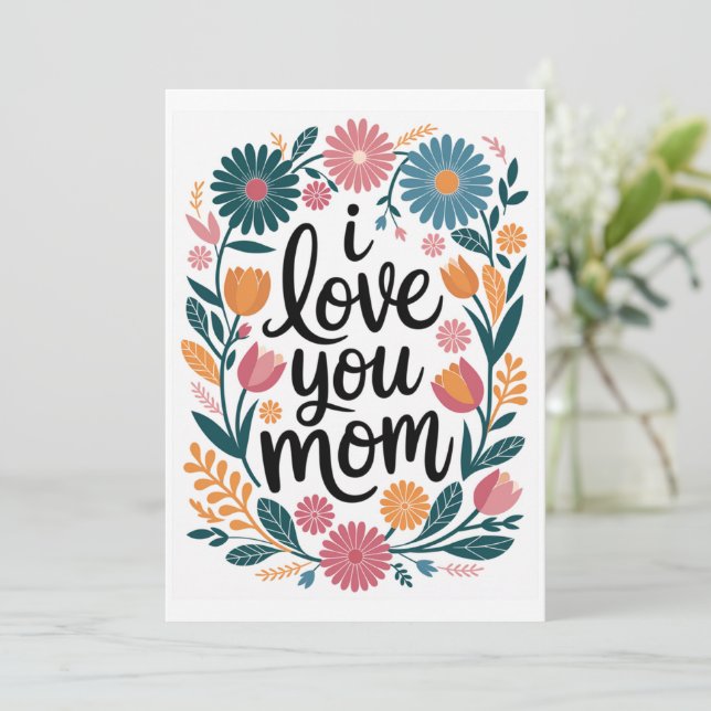 Cartão de Dia das Mães Feliz Dia das Mães Presente (Em pé/Frente)