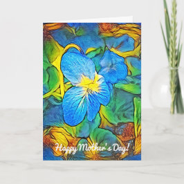 Cartão de Dia das Mães Flor Violeta Selvagem Abstr