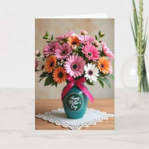 Cartão de Dia das Mães Floral Brilhante