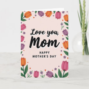 Cartão de Dia das Mães Floral Rosa