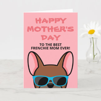 Cartão de Dia das Mães Frenchie Vermelho Fawn Bull