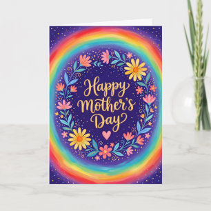 Cartão de Dia das Mães Inspirador com Estilo Flora