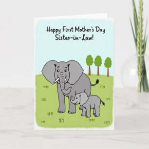 Cartão de Dia das Mães Irmã Elefante