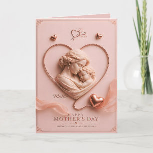 Cartão de Dia das Mães Luxuoso em Dourado Rosa
