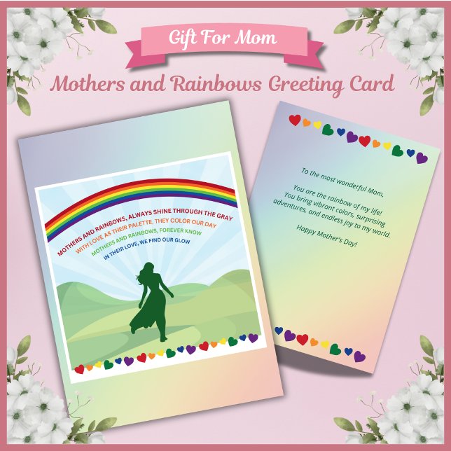 Cartão de Dia das Mães Mães e Arco-íris (Mothers and Rainbows Mother's Day Greeting Card)