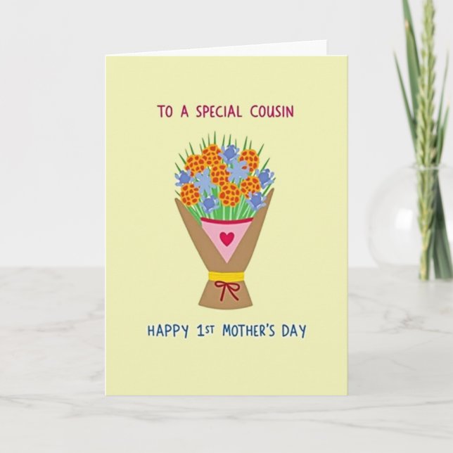 Cartão de Dia das Mães para Prima Floral (Frente)