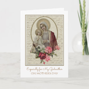 Cartão de Dia das Mães Religioso Católica Madrinha