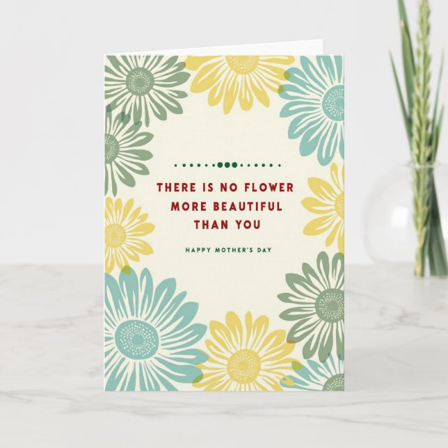 Cartão de Dia das Mães Teal Bloom (Frente)
