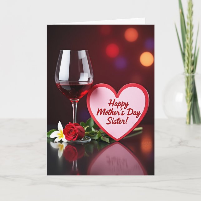 Cartão de Dia das Mães Vinho Rubi (Frente)
