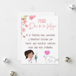 Cartão de Dia das Mulheres Feliz de Dentista Espan