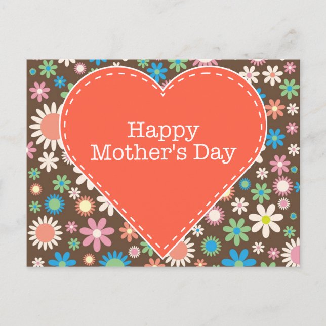 Cartão de Dia de as mães de margarida floral Vinta (Frente)