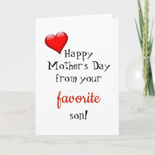 Cartão De Dia de as mães Engraçado Do Filho Favori
