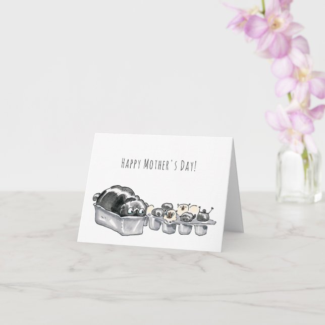 Cartão de Dia de as mães engraçado para Pugloaf e  (Orquídea)