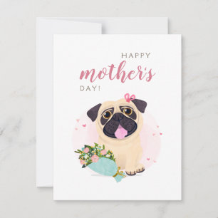 Cartão de Dia de as mães Feliz de Cute Pug