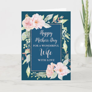 Cartão de Dia de as mães Feliz para Esposa Flowers
