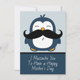Cartão de Dia de as mães Feliz para Pinguim Mustac