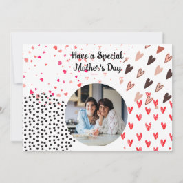Cartão de Dia de as mães Foto Rosa Personalizado