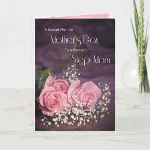 Cartão de dia de as mães para a madrasta com rosas