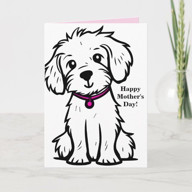 Cartão de Dia de as mães para Cachorro para a Mãe (Frente)