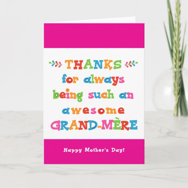 Cartão de dia de as mães para Grand Mère (Frente)