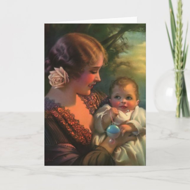 Cartão de Dia de as mães para Mãe e Bebê (Frente)