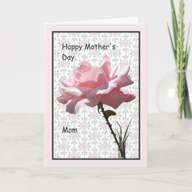 Cartão de dia de as mães para mamãe com rosa rosa  (Frente)