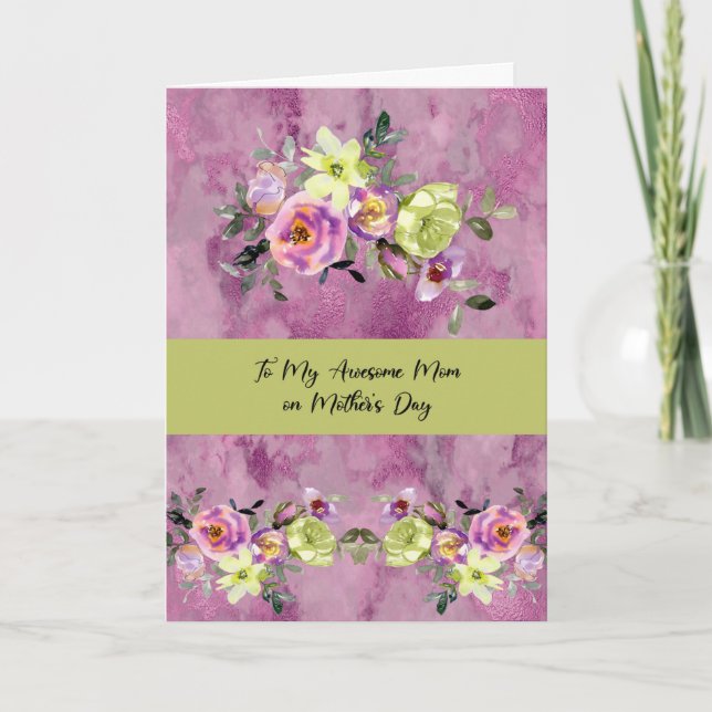 Cartão de dia de as mães para sua mãe com flores (Frente)