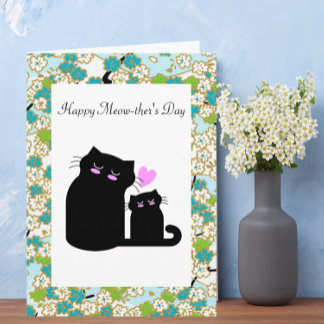 Cartão de Dia de as mães Personalizado Feliz Meow-