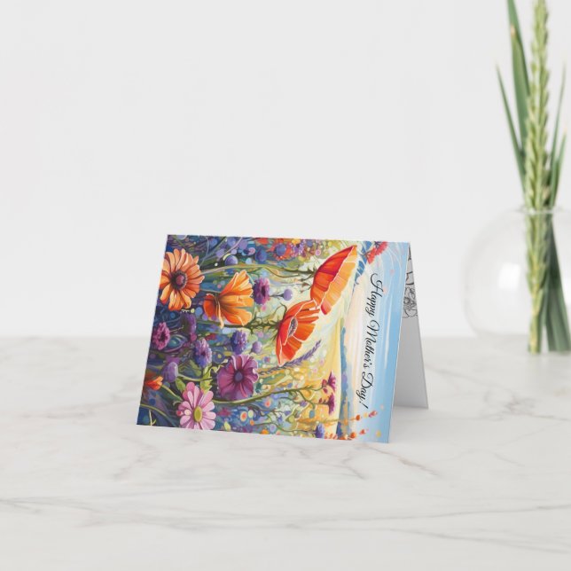 cartão de dia de as mães personalizado floral (Frente)