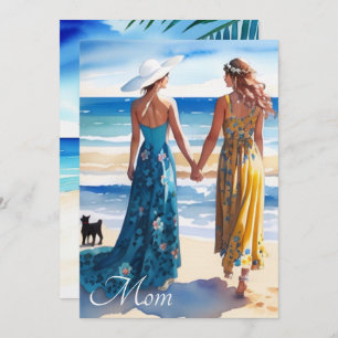 Cartão de Dia de as mães Russo Azul e Amarelo