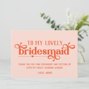 Cartão de Dia de Casamento de Bridesmaid Personal