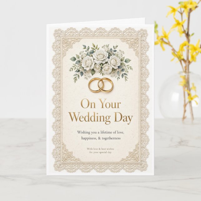 cartão de dia de casamento em branco (Flor Amarela)