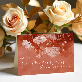 Cartão de Dia de Casamento Floral de Terracota – P