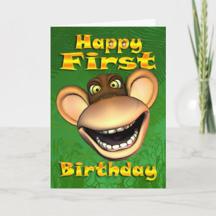 Cartão de dia de macaco de primeiro aniversario fe