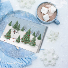 Cartão de Dia de Natal da Floresta Encantada