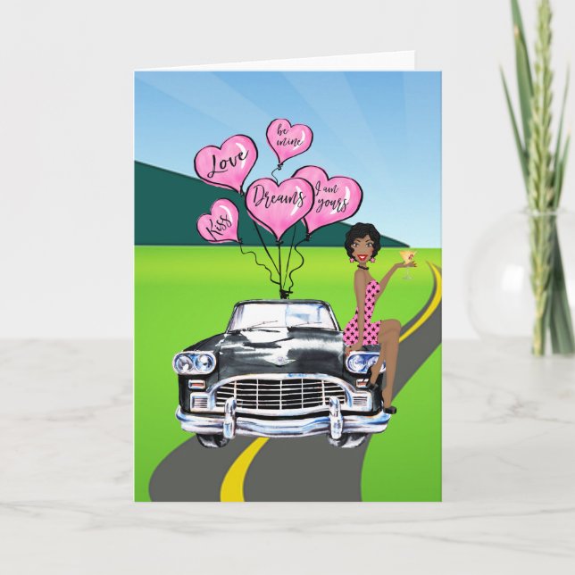 Cartão de Dia de os namorados Afro-Americano (Frente)