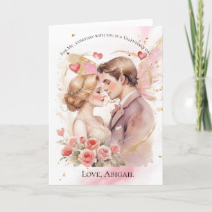 Cartão de Dia de os namorados cor-de-rosa para o c