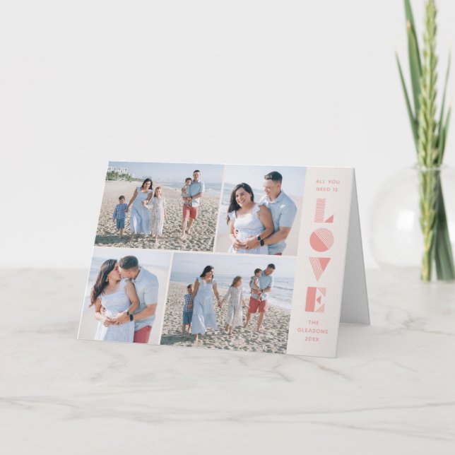 Cartão de Dia de os namorados Geo Love 4-Photo - S (Frente)