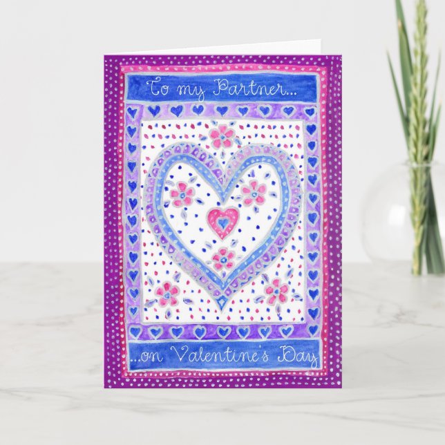 Cartão de dia de os namorados para um parceiro (Frente)