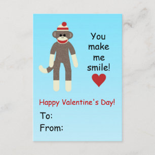 Cartão de Dia de os namorados Sock Monkey para cr