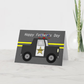 Cartão de Dia de os pais Feliz do Xerife de Carro