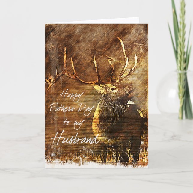 Cartão de Dia de os pais Rustic Elk Husband (Frente)