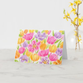 Cartão de Dia de Páscoa Tulipas em Abundância Bril