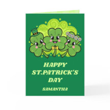 Cartão de Dia de São Patrício Shamrock Smiles