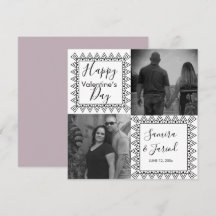 Cartão de Dia do Namorados de Foto Branco Preto co