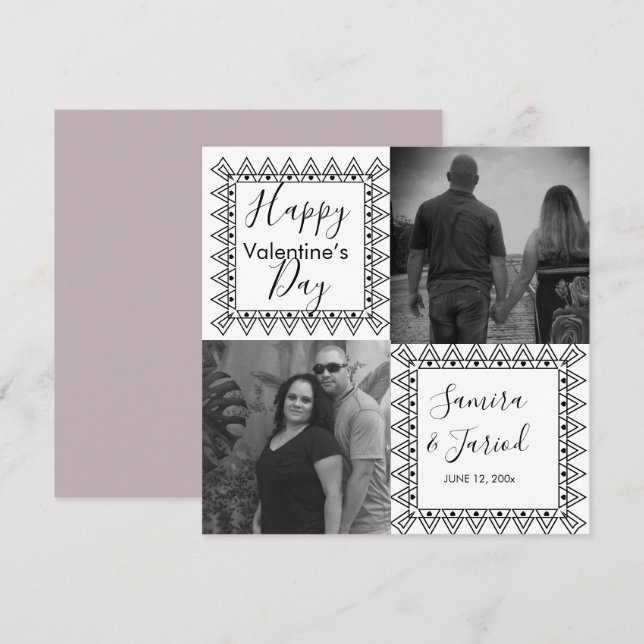 Cartão de Dia do Namorados de Foto Branco Preto co (Frente/Verso)